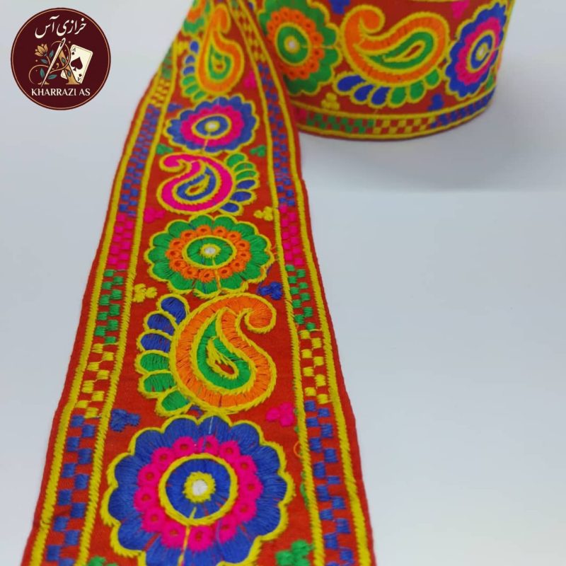 نوارسنتی طرح ترنج وگل عرض۸سانتی