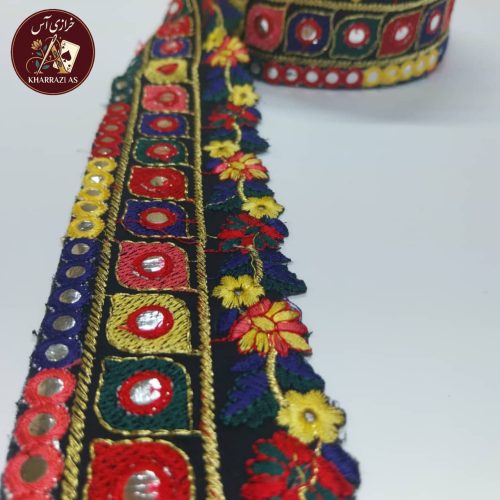 نوارسنتی آینه کاری طرح گل عرض۷سانتی
